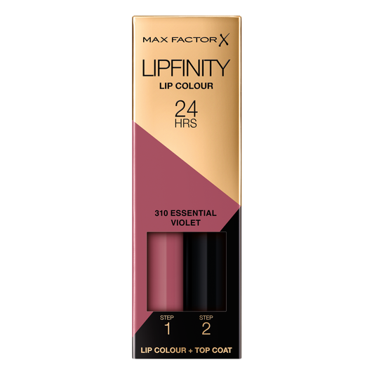 Max Factor - Lipfinity Lip Colour - Rossetto Lunga Durata e Gloss Idratante con Applicazione Bifase - Nuance 310 Essential Violet- 2.3 ml e 1.9 g