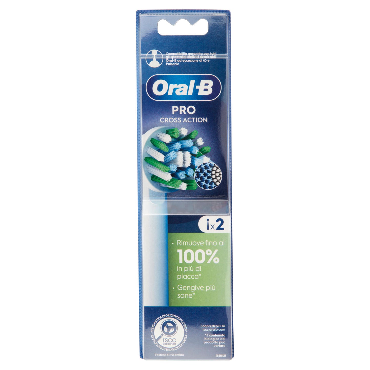 Oral-B Testine di Ricambio Pro Cross Action per Spazzolino Elettrico Denti Ricaricabile 2 pz
