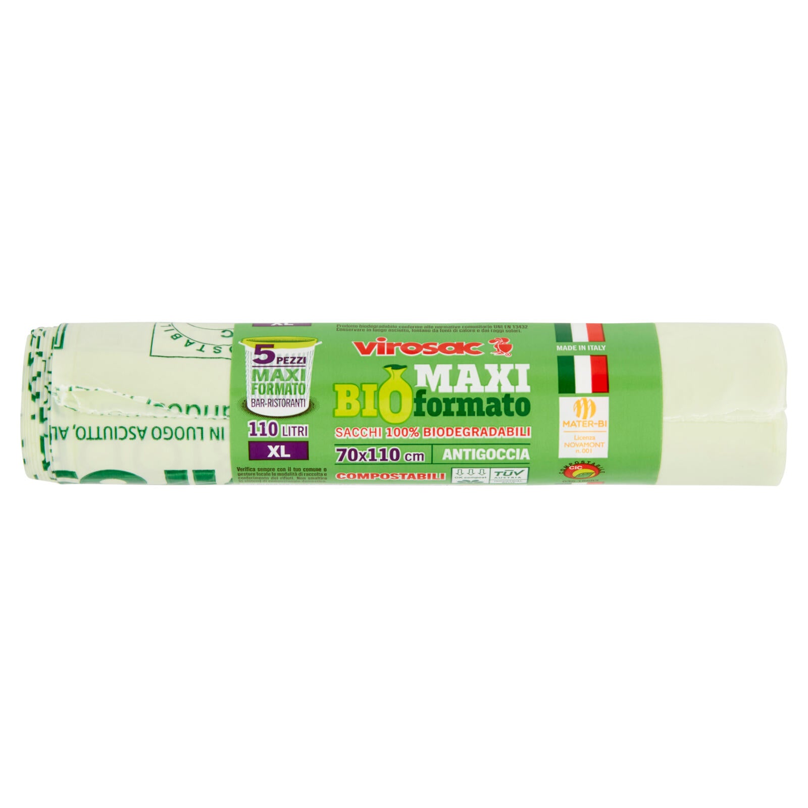 virosac Bio Maxi formato Sacchi 100% Biodegradabili 70x110 cm 110 Litri 5 pz