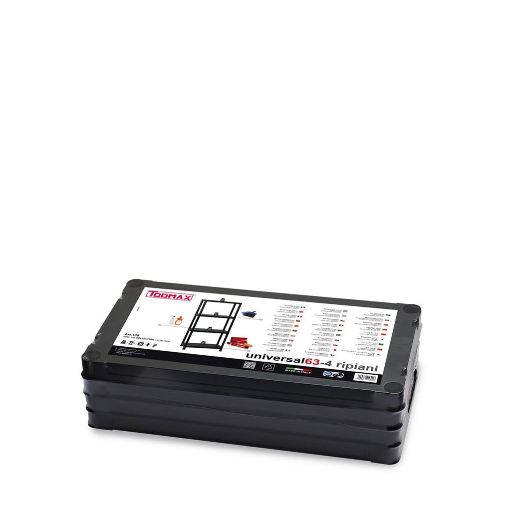 Toomax - Scaffale 4 Ripiani Multiuso in Resina - Nero 60x30x138h cm, 150Kg
 (25590667)