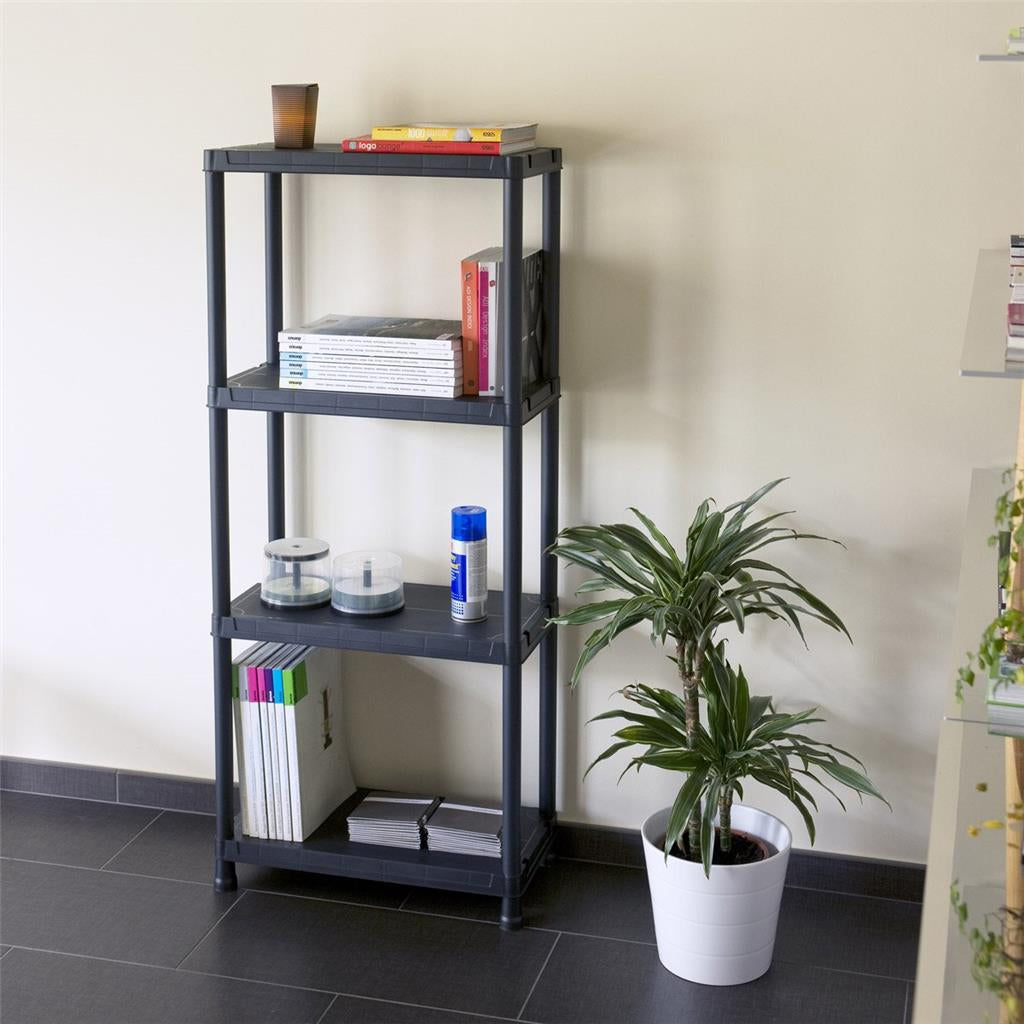 Toomax - Scaffale 4 Ripiani Multiuso in Resina - Nero 60x30x138h cm, 150Kg
 (25590650)