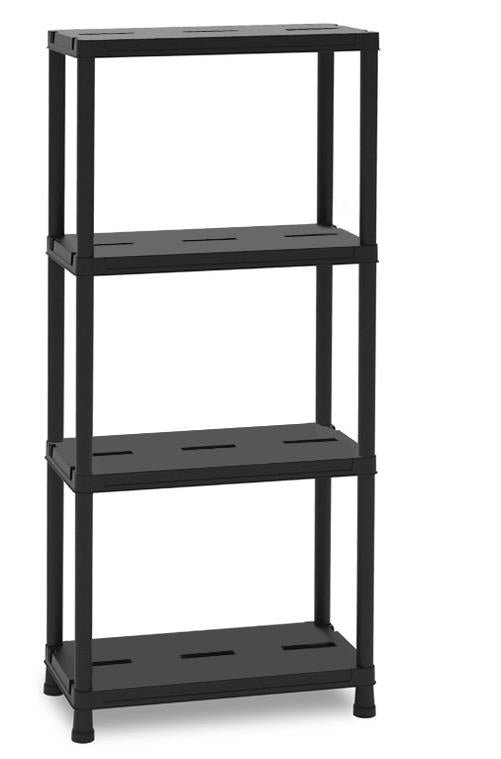 Toomax - Scaffale 4 Ripiani Multiuso in Resina - Nero 60x30x138h cm, 150Kg
 (25590658)