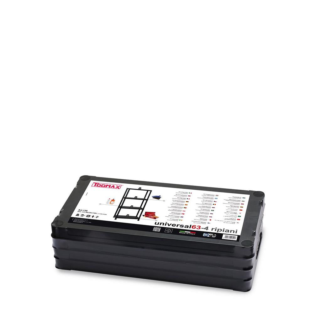 Toomax - Scaffale 4 Ripiani Multiuso in Resina - Nero 60x30x138h cm, 150Kg
 (25590659)