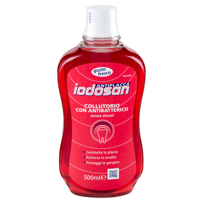 Iodosan Antiplacca Collutorio con Antibatterico per Pulizia Denti e Protezione Gengive 500 ml (25531350)