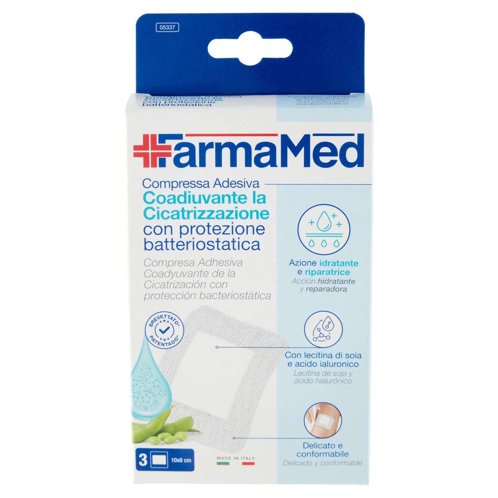 FarmaMed Compressa Adesiva Coadiuvante la Cicatrizzazione con protezione batteriostatica 3 pz