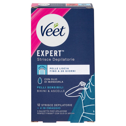 Veet Expert Strisce Ascelle e Zona Bikini Pelli Sensibili, 16 Strisce (25613316)