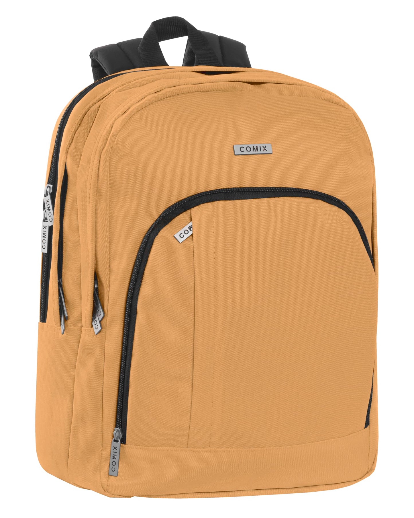 Comix - Zaino Scuola Media, Elementare e Superiore per Bambine e Ragazze, Schienale Imbottito e Rinforzato, Spallacci Regolabili, 3 Scomparti Principali, Tasca Frontale, 32x43Hx23 cm, Senape (25523384)