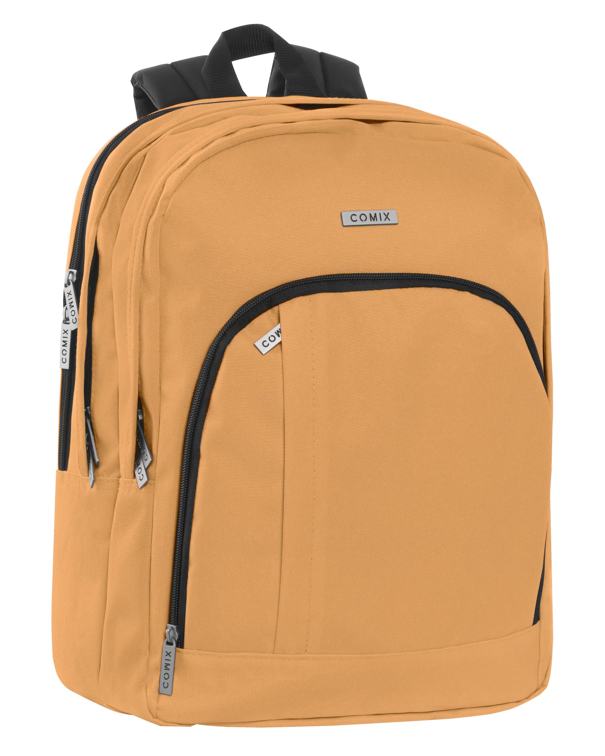 Comix - Zaino Scuola Media, Elementare e Superiore per Bambine e Ragazze, Schienale Imbottito e Rinforzato, Spallacci Regolabili, 3 Scomparti Principali, Tasca Frontale, 32x43Hx23 cm, Senape (25523384)