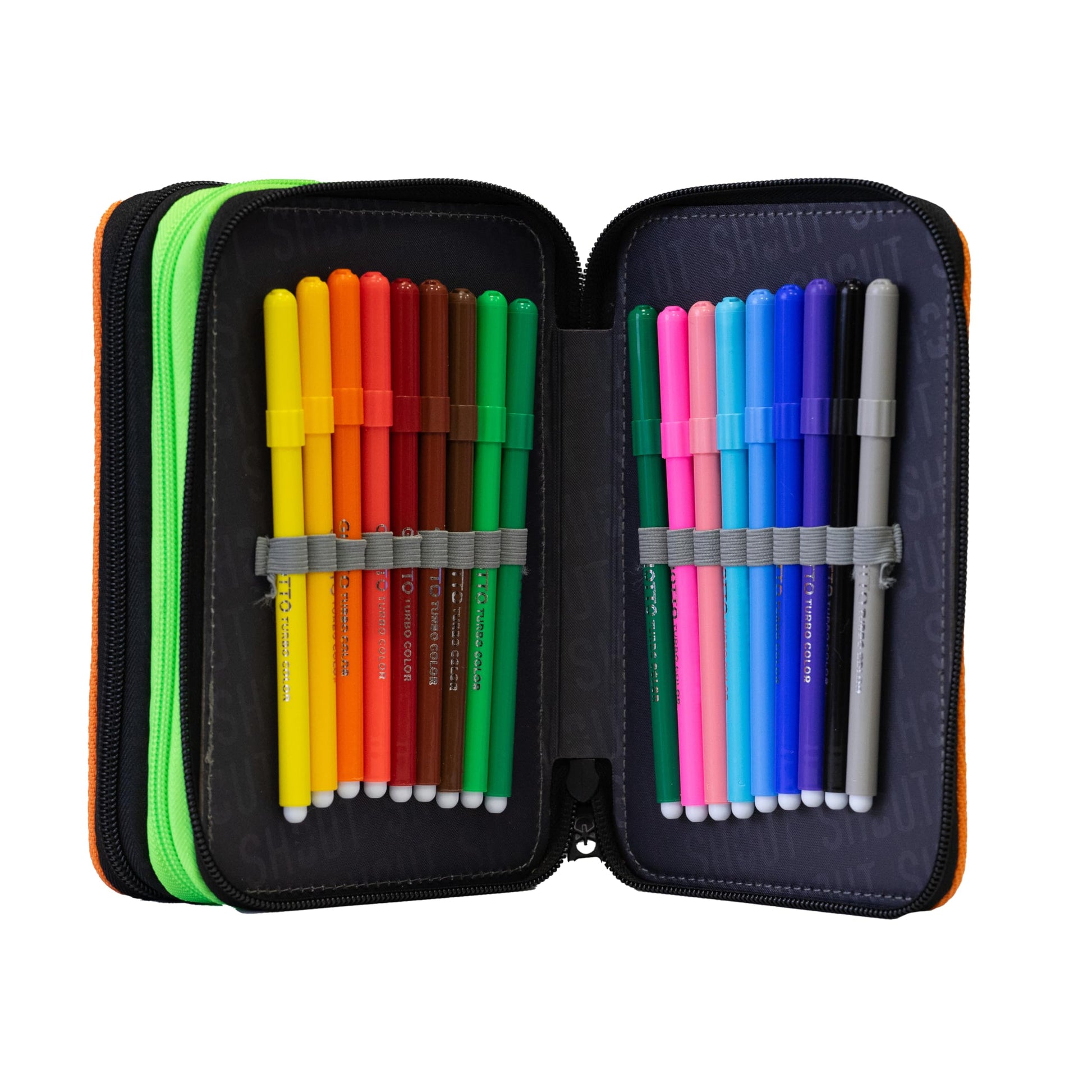 Shout T-Rex | Astuccio a Tre Scomparti per Bambino o Bambina da Scuola Elementare, Astuccio Completo di 44 Pezzi a Tre Zip con Portapenne (25603583)