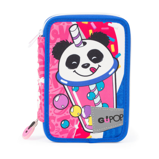 GO POP Astuccio Bubble Star Triplo, Completo di Set Cancelleria, Astuccio 3 Scomparti per Bambine e Ragazze, Prima Elementare, Tema Bubble Tea, Per Scuola Elementare e Medie (25530798)