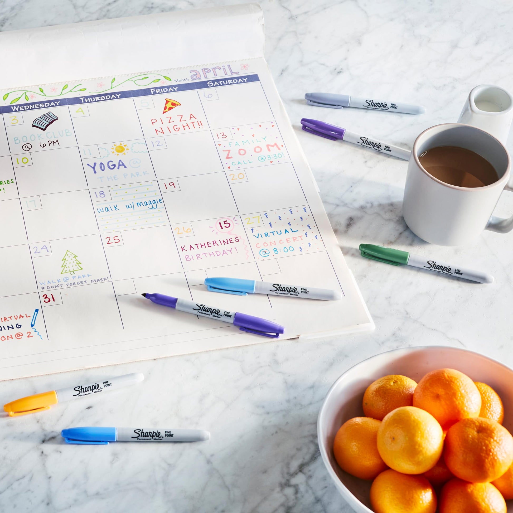 SHARPIE Pennarelli Indelebili, Punta Fine, Confezione da 4, Colori Classici Assortiti (25602898)