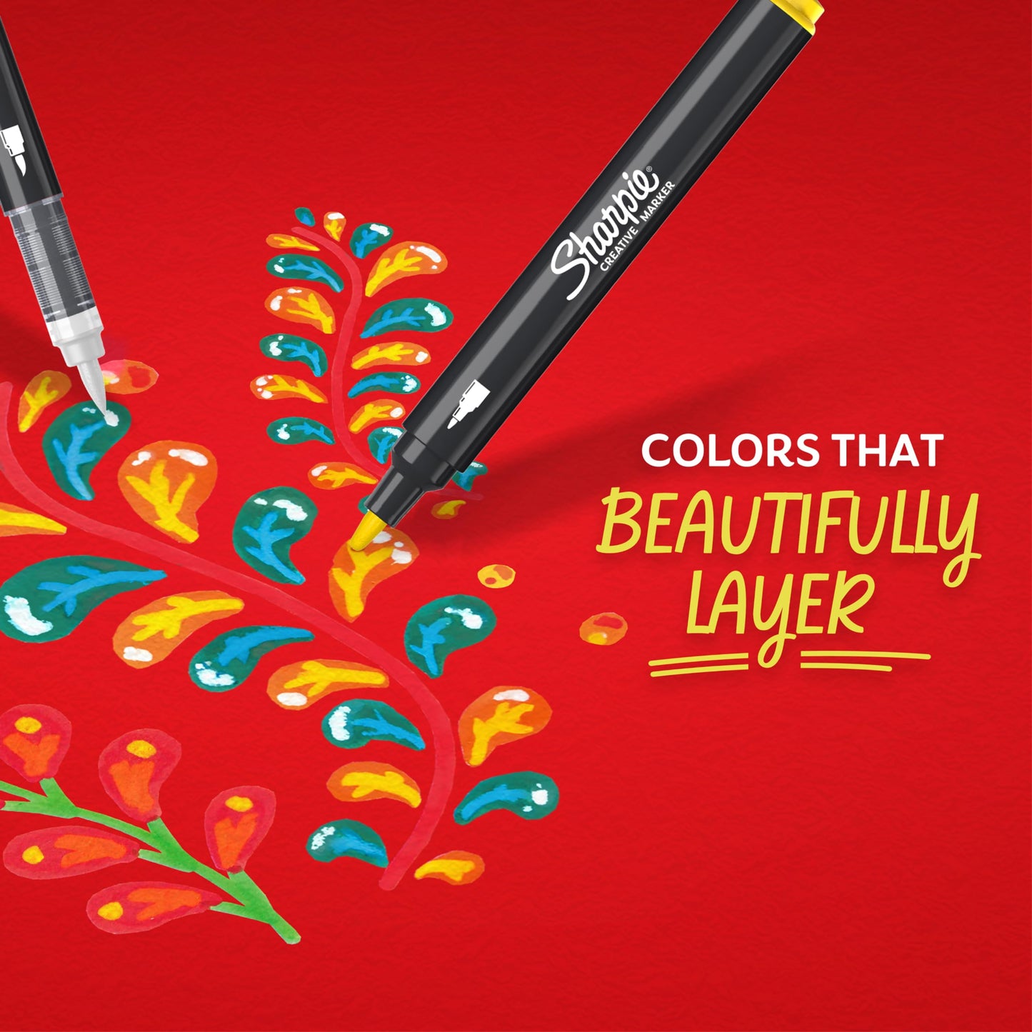 Sharpie Creative Marker Penne per pittura acrilica, pennarelli a base d'acqua con punta a pennello, inchiostro senza sbavature, scrive sulla parte delle superfic, colori assortiti, 5 pz (25602647)