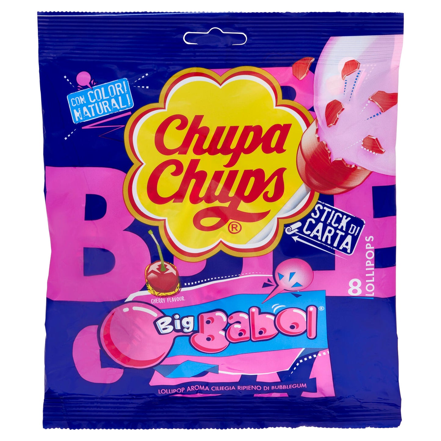 Chupa Chups Cherry Flavour Big Babol 8 Lollipops 144 g