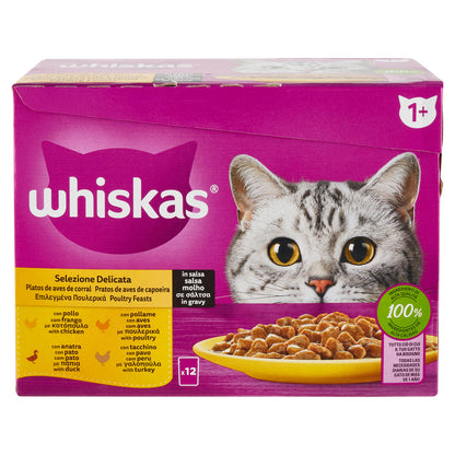 Whiskas Selezione Delicata in salsa con pollo, con pollame, con anatra, con tacchino 12 x 85 g (25613700)