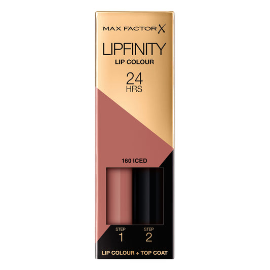 Max Factor - Lipfinity Lip Colour - Rossetto Lunga Durata e Gloss Idratante con Applicazione Bifase - Nuance 160 Iced - 2.3 ml e 1.9 g