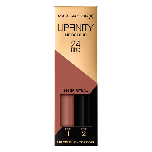 Max Factor - Lipfinity Lip Colour - Rossetto Lunga Durata e Gloss Idratante con Applicazione Bifase - Nuance 180 Spiritual - 2.3 ml e 1.9 g