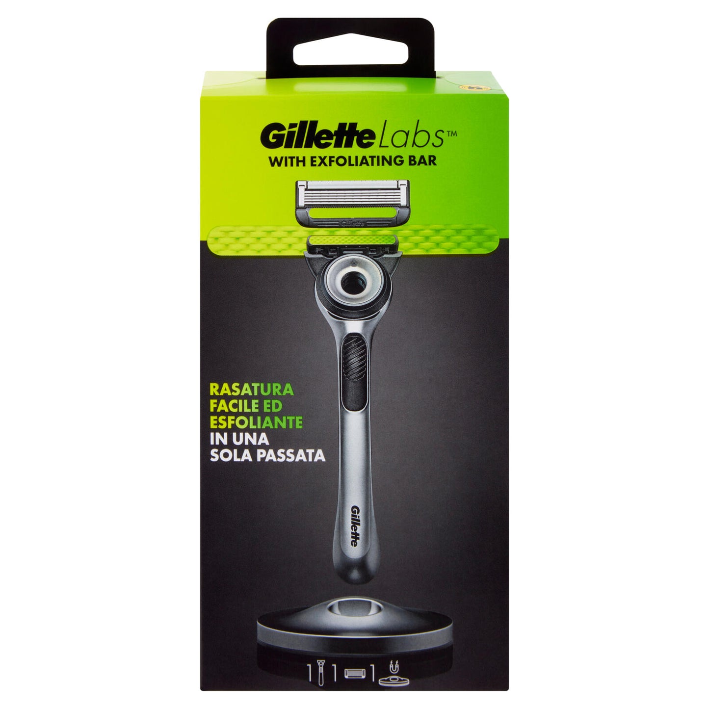 Gillette Rasoio da Uomo Labs Silver Manico + Lamette di Ricambio, 1 Ricarica (25530551)