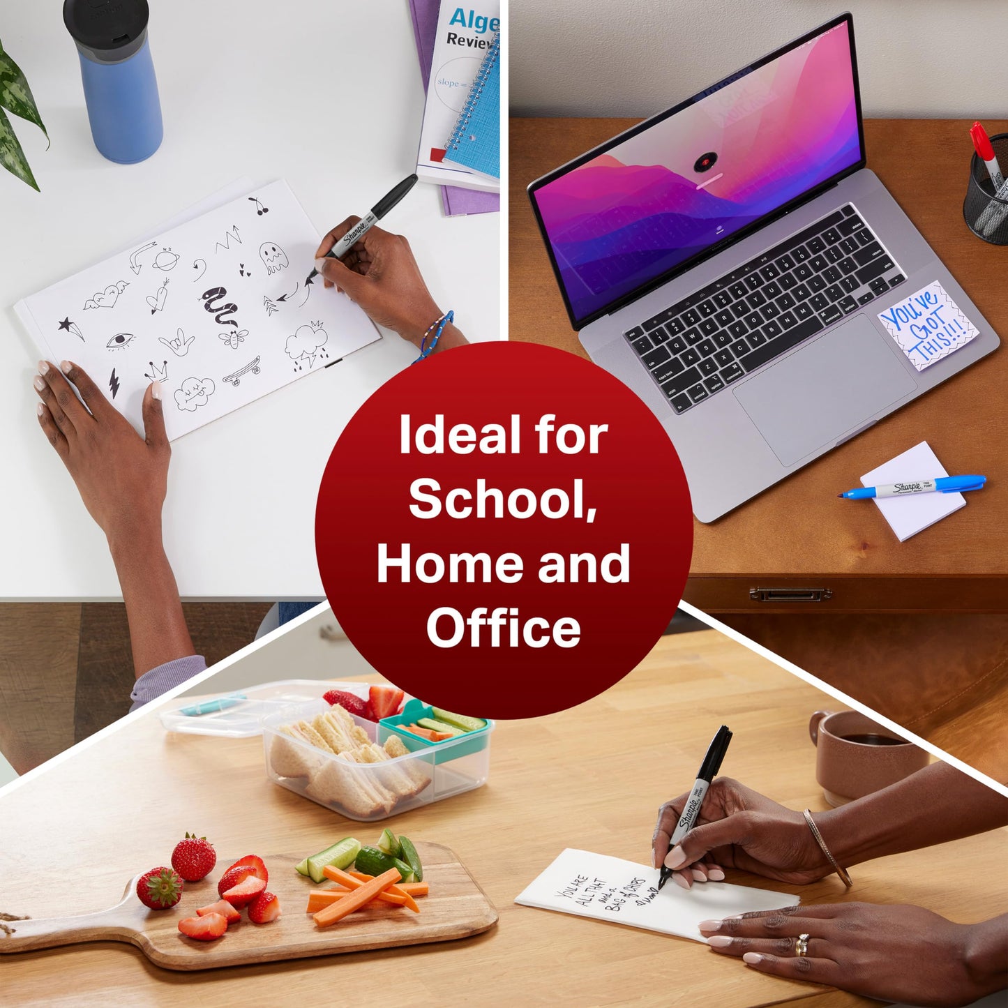 SHARPIE Pennarelli Indelebili, Punta Fine, Confezione da 4, Colori Classici Assortiti (25602897)