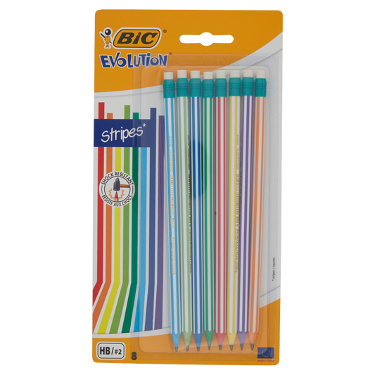 Bic Evolution Stripes HB/#2 8 pz (25520082)