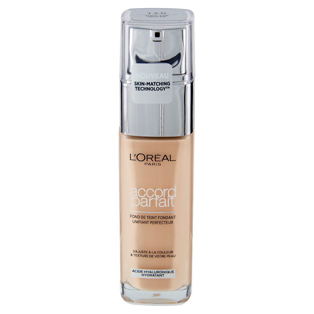 L&#39;Or&#233;al Paris Accord Parfait, Fondotinta Liquido con Acido Ialuronico, 1.5.N Lin/Linen, 30 ml (25531666)