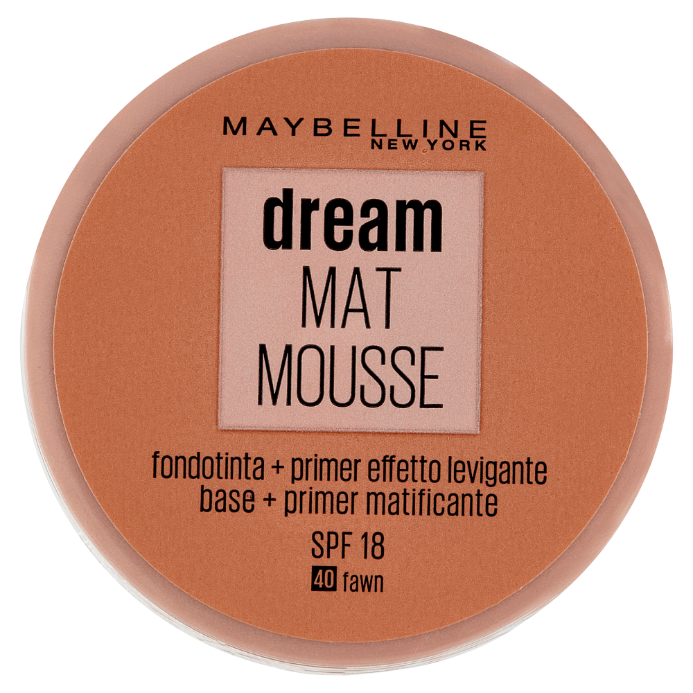 Maybelline New York Fondotinta Dream Mat Mousse, Base Opacizzante in Mousse, 40 Fawn