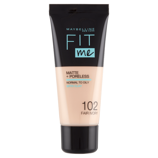 Maybelline New York Fondotinta Fit Me Matte&amp;Poreless, Finish Opacizzante, 102 Fair Ivory (25558879)