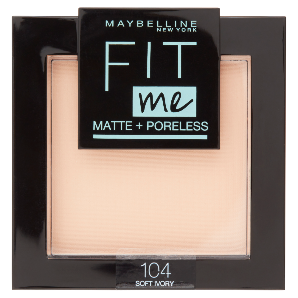 Maybelline New York Cipria Fit Me Matte&amp;Poreless, Finish Opacizzante e Fissante, 104 Soft Ivory