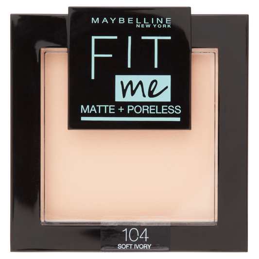 Maybelline New York Cipria Fit Me Matte&amp;Poreless, Finish Opacizzante e Fissante, 104 Soft Ivory
