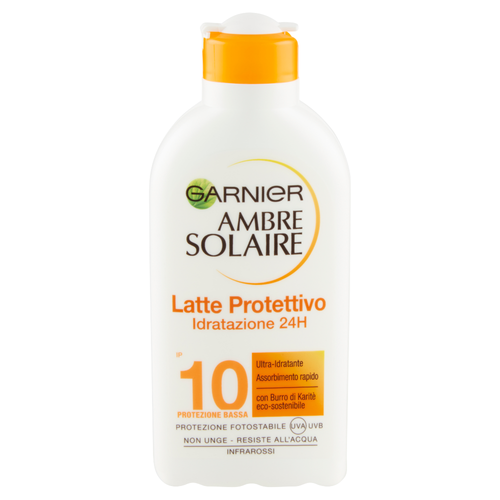 Garnier Ambre Solaire Crema Protezione Solare Latte Classico, IP10, 200 ml