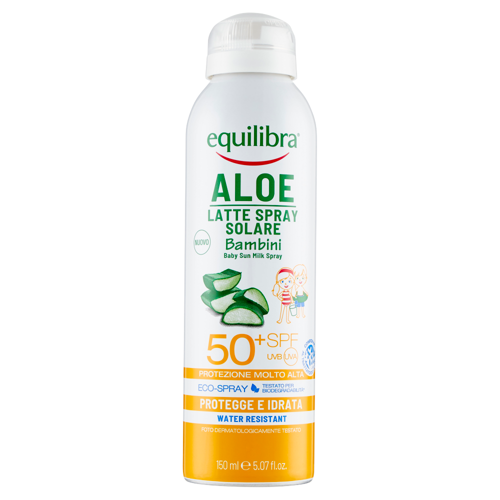 equilibra Aloe Latte Spray Solare Bambini 50? SPF Protezione Molto Alta 150 ml