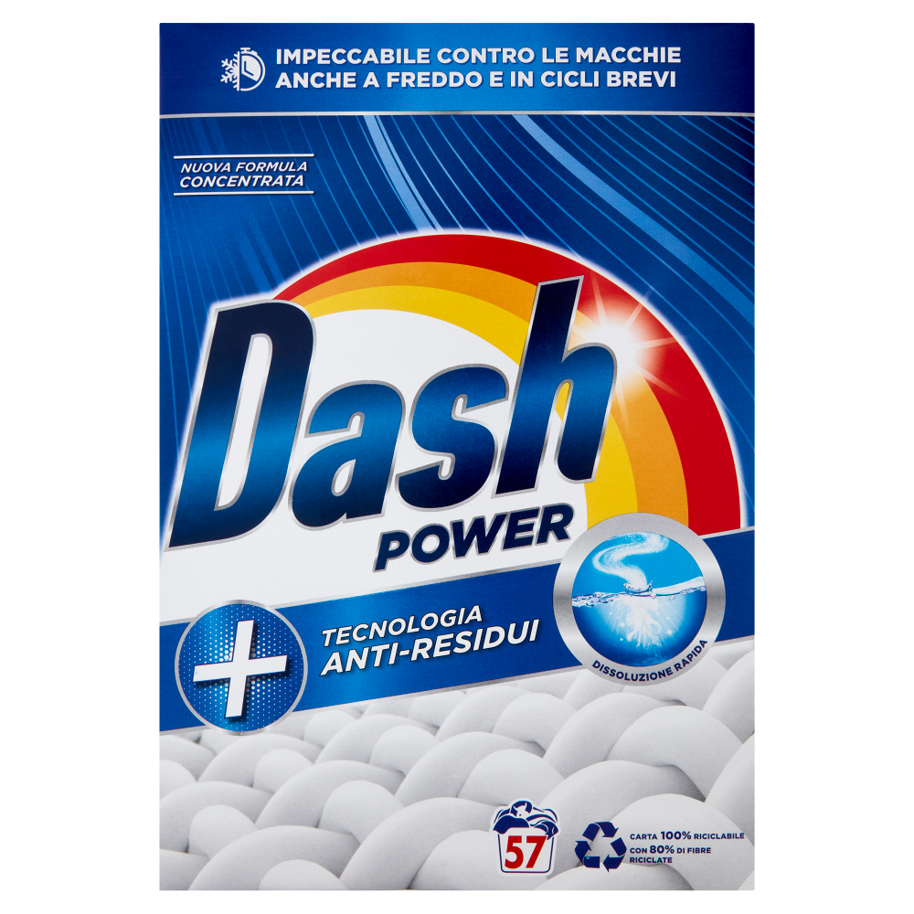 Dash Power Detersivo Lavatrice in Polvere, Tecnologia Anti-Residui, 57 Lavaggi 2850 g (25524268)