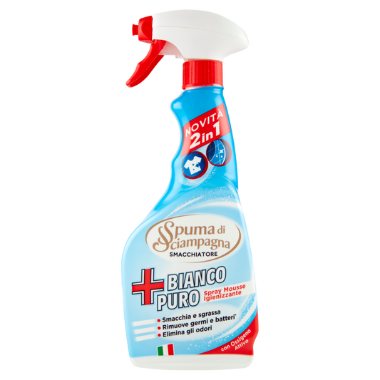 Spuma di Sciampagna Smacchiatore Bianco Puro Spray Mousse Igienizzante 500 ml