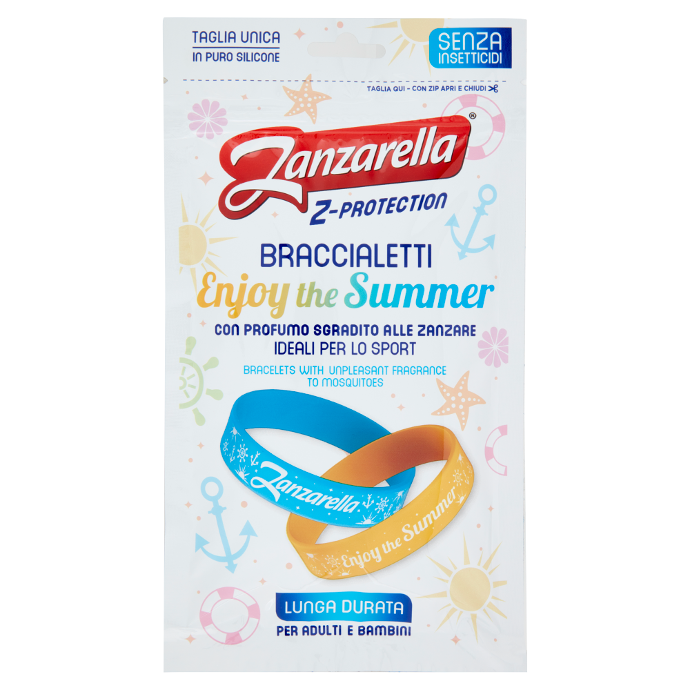 Zanzarella Z-Protection Braccialetti Enjoy the Summer per Adulti e Bambini 2 pz