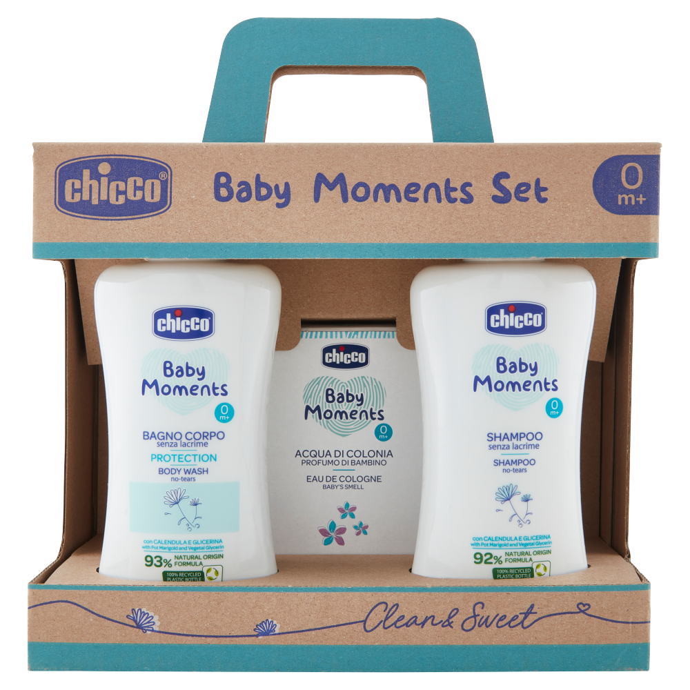 chicco Baby Moments Set Bagno Corpo + Acqua di Colonia + Shampoo 0m+