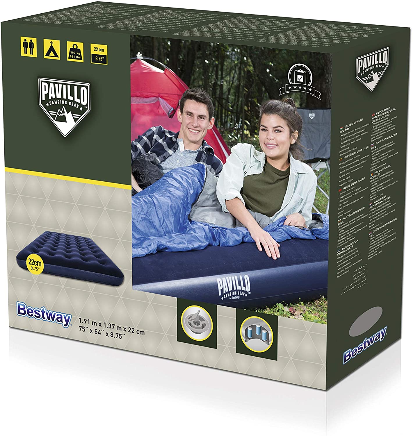 Materassino gonfiabile letto d'aria per campeggio viaggi matrimoniale  203x152x56cm 130W - Costway