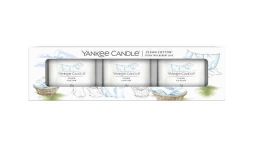 Yankee Candle - Candele votive in vetro - set da 3 - Clean Cotton